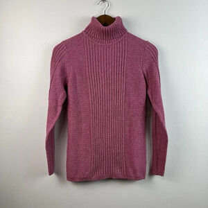 Sundance Turtleneck Sweater Womens S Pink Marled Ribbed Silk Blend Pullover Soft